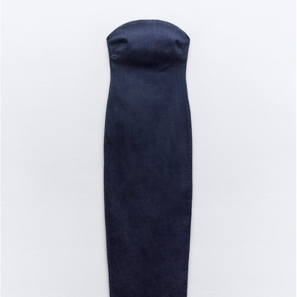 Zara Strapless Denim Dress (M)